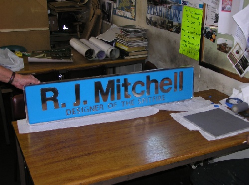 The R.J. Mitchell nameplates ready for the big day